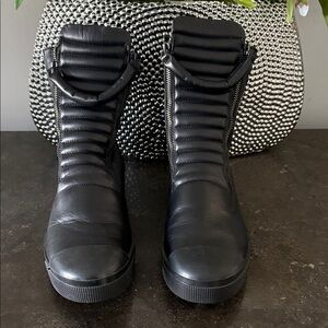 Stylish Black Quilted Combat Boots